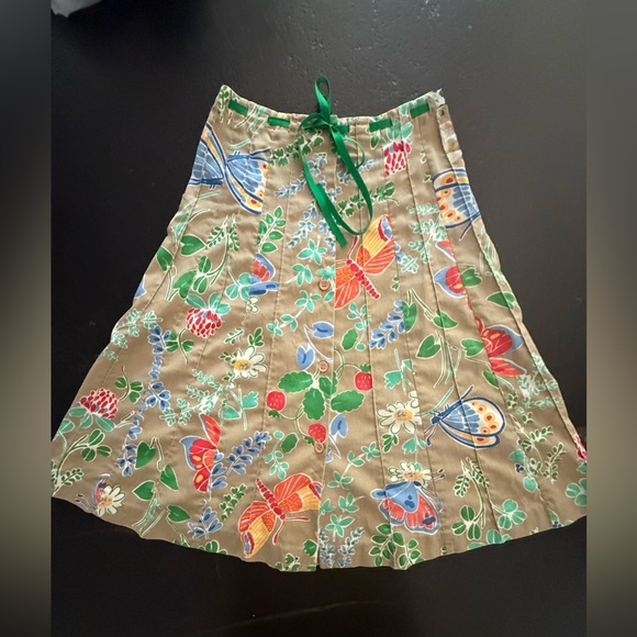 Vintage Herman Geist Midi Skirt Butterfly, Dragonfly & Floral Print 70’s Small-4 - Picture 7 of 16